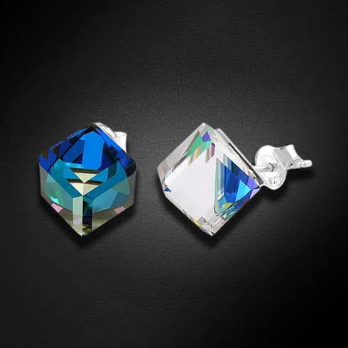 Sudraba auskari "Rubikona II (Bermuda Blue)" ar Swarovski™ kristāliem
